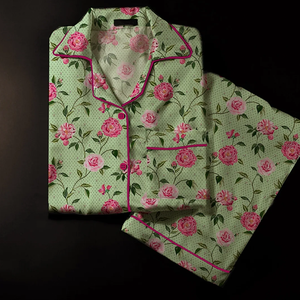 Ensemble de vêtements de détente imprimé personnalisable Ensemble de pyjamas en coton Ensemble de pyjamas d'été pour Pijamas Femme - Product Image 1