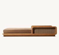 Chaise longue d'extérieur en teck moderne de luxe de haute qualité avec coussins pour villa et terrasse de piscine