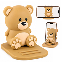 Kawaii Oyuncak Ayı Telefon Tutucu Sevimli Masa Aksesuarları Yumuşak PVC Masaüstü Dekor Ofis Ev için Ayarlanabilir Telefon Standı