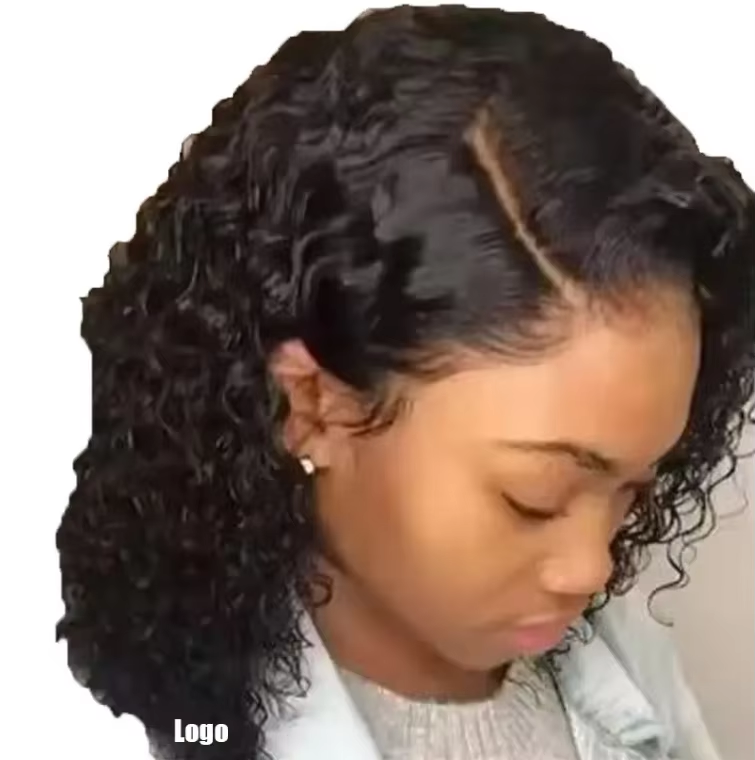 Cheveux bouclés avec raie noire