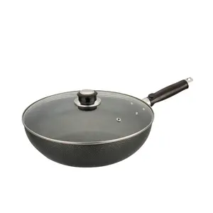 Set Peralatan Masak Aluminium Padat Klasik, Panci Masak Warna Hitam Tidak Lengket untuk SUP & Stok