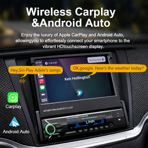 SEMAITU 7 POUCES <span class=keywords><strong>Motorisé</strong></span> Simple <span class=keywords><strong>Din</strong></span> Flip Out Écran Tactile <span class=keywords><strong>Autoradio</strong></span> <span class=keywords><strong>avec</strong></span> Sans Fil Apple Carplay Android Auto bluetooth <span class=keywords><strong>Autoradio</strong></span> - Product Image 2