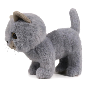 Realistici occhi grigi pelosi in plastica membra carine in piedi piccolo gatto giocattolo con la coda 6 pollici <span class=keywords><strong>di</strong></span> cotone imbottito fatto a mano gatto peluche - Product Image 2