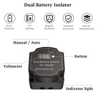 Isolateur de batterie 12V double 140Amp Modes automatiques Affichage de la tension du relais intelligent véniel pour camping-car, yacht, bateaux, camping-cars ATV UTV Vans