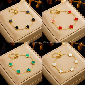 Five Clover Bracelet <strong>Stainless</strong> <strong>Steel</strong> Simple Fashion Flower Bracelets for Men Women Bracelets Girl <strong>Jewelry</strong> Clavicle Chain - Product Image 3