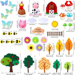 Set <span class=keywords><strong>de</strong></span> Adornos para Pastel <span class=keywords><strong>de</strong></span> Cumpleaños con Temática <span class=keywords><strong>de</strong></span> Animales <span class=keywords><strong>de</strong></span> Granja, Decoración para Pastel con Diseño <span class=keywords><strong>de</strong></span> Vaca, <span class=keywords><strong>Gallo</strong></span>, Cerdo, Granero, Abeja, Flor y Árbol, Artículos para Fiestas - Product Image 6
