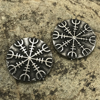 Personnalisé Ancien Argent Bronze Viking Symbole Rune Amulette Pendentif Collier pour Hommes Style Punk En Acier Inoxydable En Cuir Chaîne Boussole