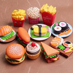 Nouveaux pendentifs japonais miniatures mignons et écologiques en forme de sashimi, de frites et de hamburger, accessoires de bijoux DIY populaires - Product Image 1