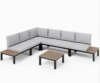 Moderne Garten Metall möbel Sets Outdoor L-Form Aluminium guss Rahmen Lounge Sofa Set Für Haus und Garten
