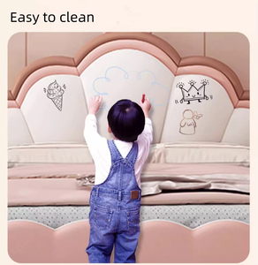 Letto in pelle semplice moderno con crema stile corona lussuoso ragazze e ragazzi letto di stoccaggio per la <span class=keywords><strong>principessa</strong></span> dei bambini principe camera da letto - Product Image 3