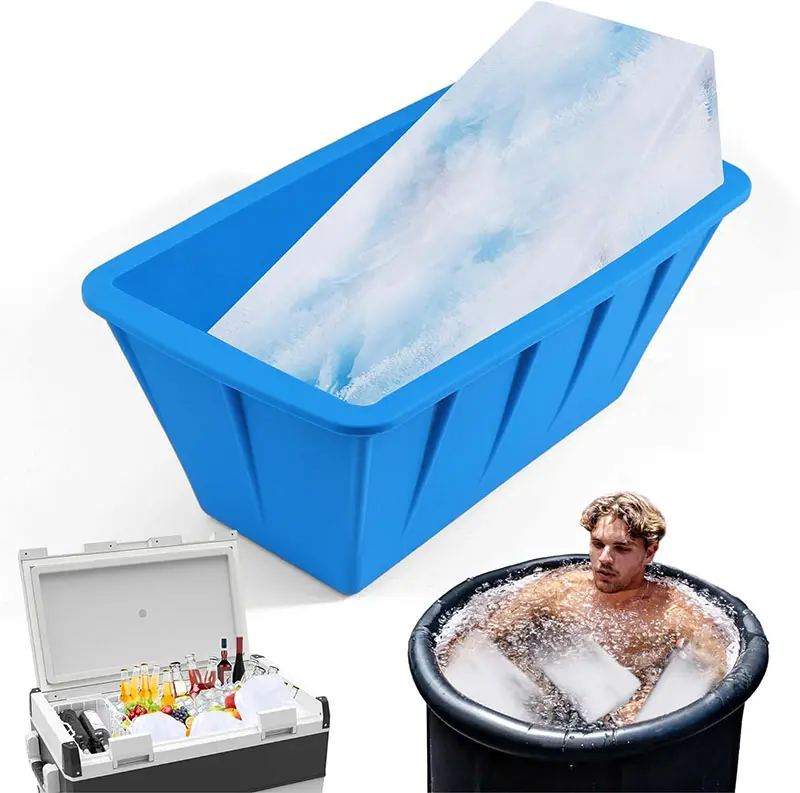 Non Stick Extra Large Ice Block Mold Reusable Steel Reinforced Silicone Molds Big Ice Cube Molds for Ice Bath