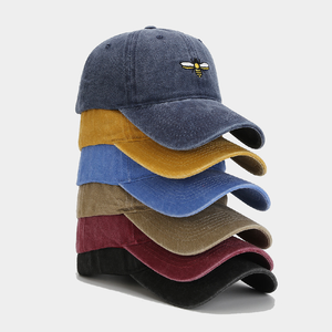 Gorra de béisbol bordada de abeja para hombre y <span class=keywords><strong>mujer</strong></span> al por mayor, gorra de béisbol retro usada de algodón lavado para deportes al aire libre, <span class=keywords><strong>gorras</strong></span> de béisbol - Product Image 1