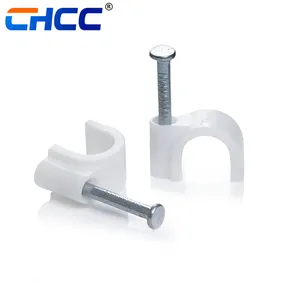 Đen Trắng R Loại Vòng Dây Tường Nhựa Vuông Clip Nhựa Cord Clip Trung Quốc Vòng Tròn Nail Clip Cáp Dữ Liệu 100 Cái/túi