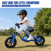 Moto électrique tout-terrain HUS pour enfants de 3 à 6 ans, 12 pouces, batterie lithium 36V, pneus cramponnés, cadre en aluminium, fourche avant