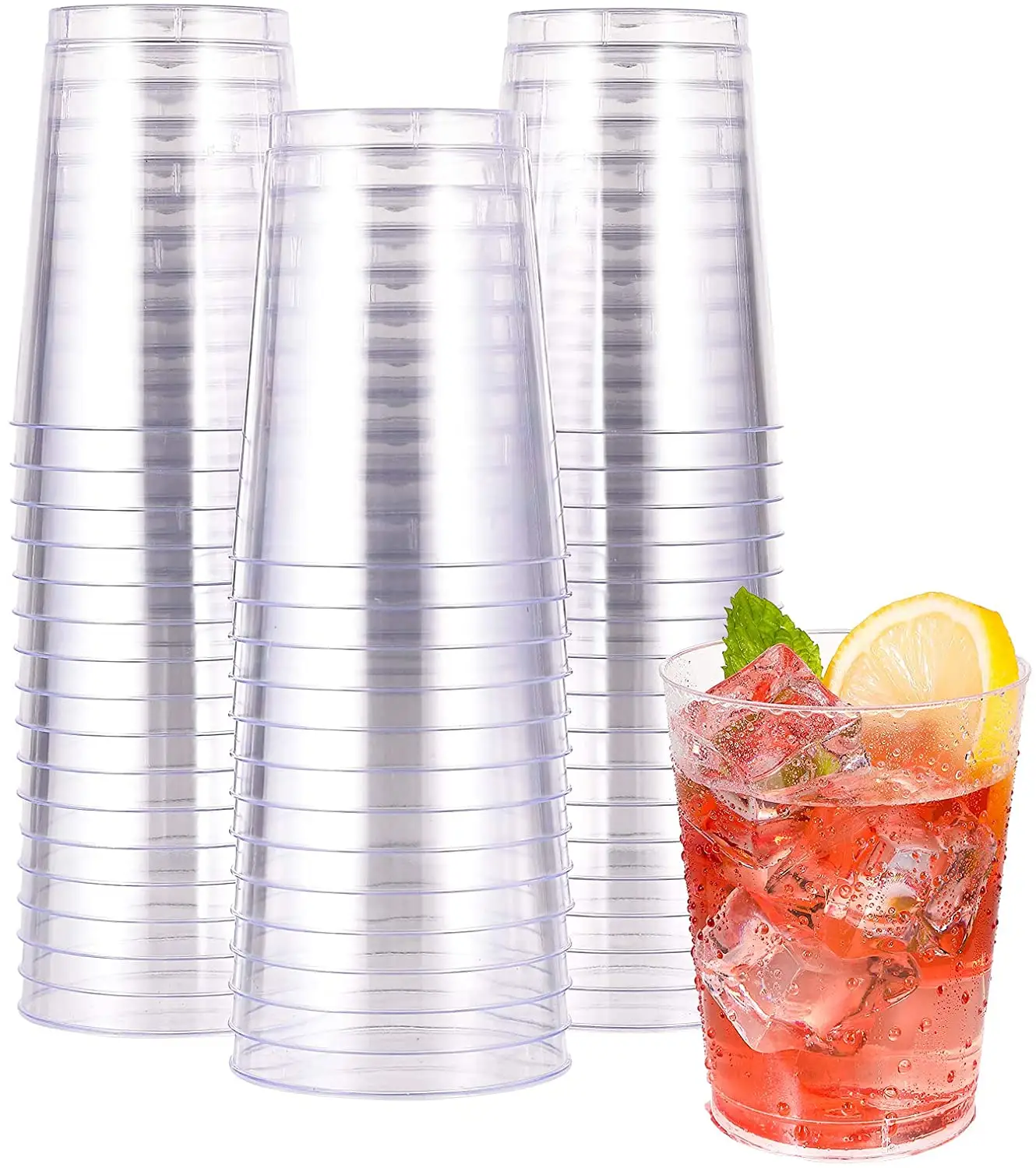 Vasos de plástico desechables de 10 OZ, vasos de plástico transparente, vasos de fiesta resistentes, vasos desechables para boda, 50 paquetes