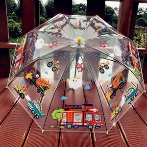 Paraguas Transparente Creativo para Niños, Diseño de Camión de Bomberos, Equipo de Ingeniería, Dibujos Animados, Bonito Regalo Promocional Empresarial - Product Image 1