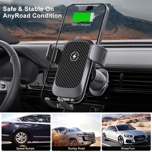 Chargeur de voiture sans fil 15W à charge rapide, fixation automatique, rotation à 360°, support pour grille d'aération, compatibilité universelle, construction en plastique - Product Image 6