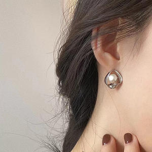 Accesorios de Plata S925 para DIY con Perlas, Bandeja Vacía con Cuentas Redondas de 7-8mm, 21908, Pendientes de Moda - Product Image 2