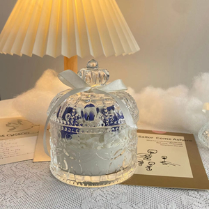 Bougie parfumée en verre en forme de gâteau de luxe Décoration intérieure Parfum d'ambiance Bougie parfumée en verre - Product Image 2