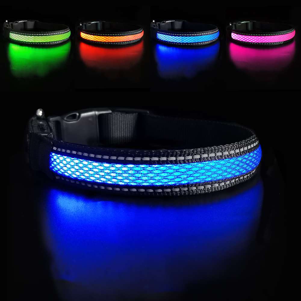 Led Collari Su Misura Regolabile In Nylon Impermeabile Riflettente Collare di Cane Collare di Cane Del Led