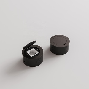 Boîtier de prise électrique de luxe plaqué, avec couvercle auto-relevable en acier inoxydable, pour sols surélevés et en béton - Product Image 6