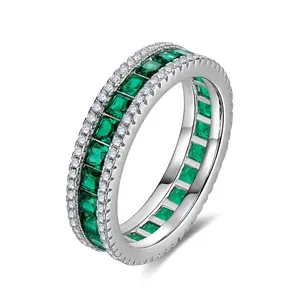 Rhodium vergoldet 925 Sterling-Silber Cz blau grün kubischer Zirkonschmuck-Ring für Damen