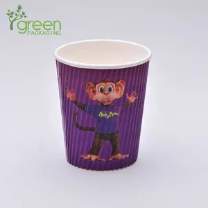 16 Ounce Pure Green Insulated Ripple Paper Cups