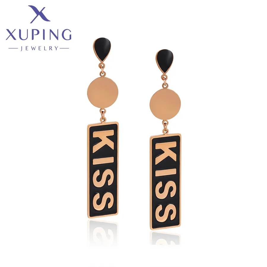 A00705460 XUPING Jewelry Trendy Personality Creative Alphabet Card Rose Gold Color Elegant Luxury Retro Women Stud Earrings