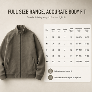 Men 400G Heavyweight Cotton Blend Zip Up Sweatshirt Vintage Washed <b>Fleece</b> <b>Lined</b> Raglan <b>Jacket</b> Wholesale OEM Supplier Top - Product Image 2