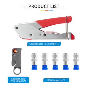Инструмент для зачистки коаксиального кабеля, профессиональный обжимной инструмент для коаксиального кабеля с 5 компрессионными коннекторами типа F для RG6 - Product Image 2