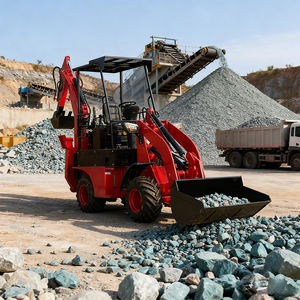 Pemuatan Backhoe serbaguna dengan Bucket dan Lampiran garpu untuk beberapa tugas konstruksi - Product Image 1