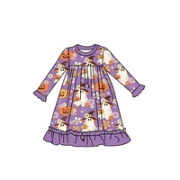 Robe à volants à manches longues en bambou pour filles, tenue décontractée de princesse trapèze imprimée sur mesure pour enfants