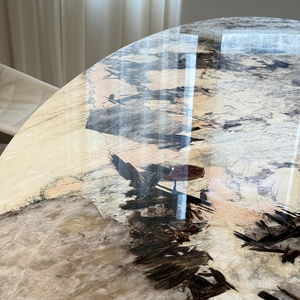 Mặt Trời Mọc sang trọng hình bầu dục bằng đá cẩm thạch bàn ăn thanh lịch hoa văn bằng đá cẩm thạch cao cấp bàn ăn cho nhà - Product Image 3