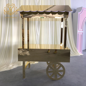 Chariot de présentation de gâteaux et de desserts en acrylique doré pour mariage et fête, vente chaude transfrontalière, avec roues - Product Image 3