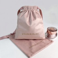 Pochette à bijoux personnalisée en velours avec cordon de serrage, logo doré, petit sac cadeau, présentoir pour bagues et boucles d'oreilles, pour boutique, mariage, mini