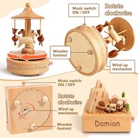 Boîte à musique en bois de hêtre personnalisée, modèle ballerine, avec carrousel rotatif, idéale pour un cadeau – Vente chaude