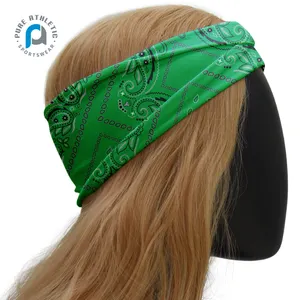 PUR Nouveau Produit Personnalisé Femmes Cheveux Accessoires Filles Paisley Design Bandeau Plaine Vert Bandes De Cheveux bandeau