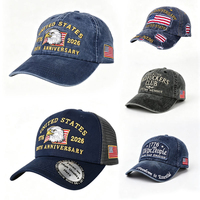 Gorra Trucker con Malla Trasera y Bordado de Aniversario, Parche Lateral con Bandera y Logotipo Personalizado, Visera Curva, Gorra de Béisbol Ajustable, Gorra de Papá