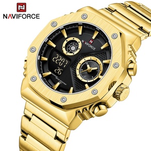 Montre sport pour homme NAVIFORCE, bracelet en acier inoxydable, étanche, quartz, affichage LCD, montre durable, Relogio Masculino - Product Image 1