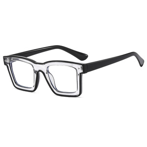 Lunettes anti-lumière bleue unisexe à monture carrée rétro, noires, à bordure complète, design léger, forme rectangulaire, décoratives - Product Image 1