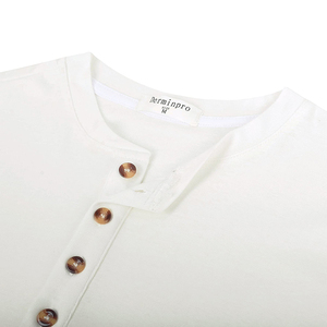T-shirts décontractés basiques pour hommes, Henley thermique à boutons, manches longues, personnalisables ODM OEM pour hommes et garçons, sport et plein air - Product Image 6