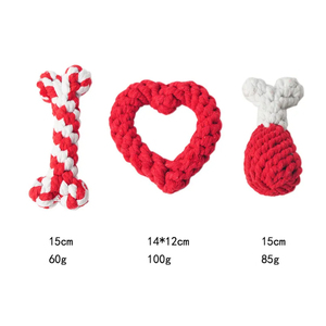 Romantici 3 pacchetti di cotone corda cane giocattoli da masticare alla moda forma ossea durevole e sostenibile per san valentino - Product Image 6