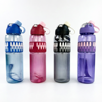 Grande bouteille d'eau de sport d'une capacité de 1L avec couvercle en paille étanche pour randonnée, gym, camping, utilisation durable en extérieur
