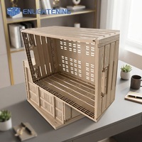 Caisse de rangement pliable en plastique à surface lisse facile à nettoyer, aspect bois, ventilée, empilable et lavable