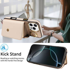 ドロップシッピングギフト HA iPhoneシリーズ 携帯電話レザーケース Apple 16 Pro 保護ケース iPhone 16 落下防止 レザーカードバッグ - Product Image 4