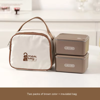 Boîte à lunch en acier inoxydable 304 de qualité alimentaire, récipient isotherme compatible micro-ondes, ensemble de boîtes bento avec sac à lunch