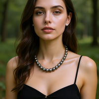 Collares de Perlas Negras de Tahití CBBA-1677, Acero Inoxidable 316L con Baño de Oro, Grado AAA, Elegantes y Lujosos para Uso Diario de Mujeres