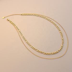 <span class=keywords><strong>Collier</strong></span> multi-rangs en acier inoxydable plaqué or 18 carats PVD personnalisé en gros MICCI, <span class=keywords><strong>collier</strong></span> à <span class=keywords><strong>double</strong></span> chaîne - Product Image 5