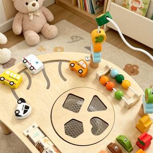 Nouvelle table <span class=keywords><strong>d</strong></span>'activités Montessori en bois, 40 pièces, pour tout-petits de 0 à 3 mois, <span class=keywords><strong>centre</strong></span> <span class=keywords><strong>d</strong></span>'activités sensorielles éducatif avec lumières LED et loquets - Product Image 3