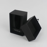Boîte à montre noire en carton 8*6*5cm, boîte d'emballage pour bijoux avec bracelet en acier inoxydable, finition mate, doublure en éponge et inserts coussinets